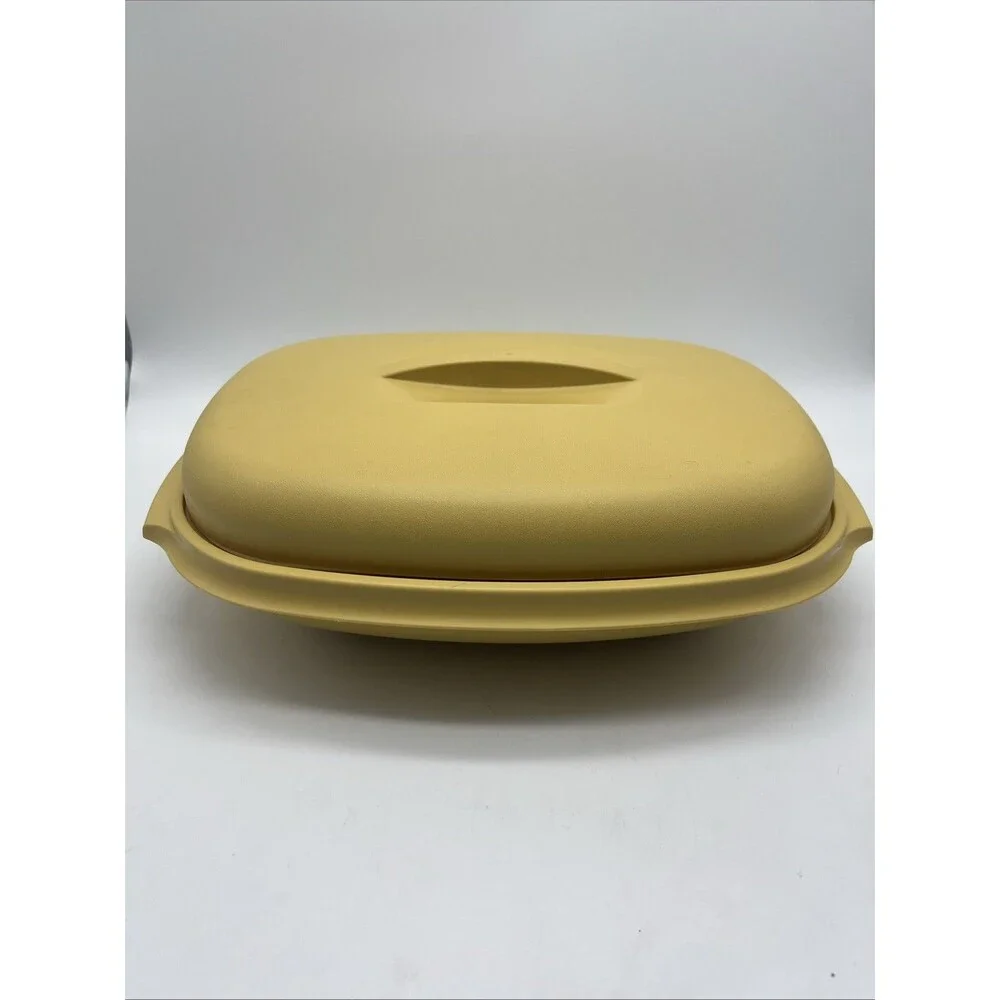 Tupperware Microwave Vegetable Steamer Harvest Gold 1273-5/1274-1/1275-4, 4 Set